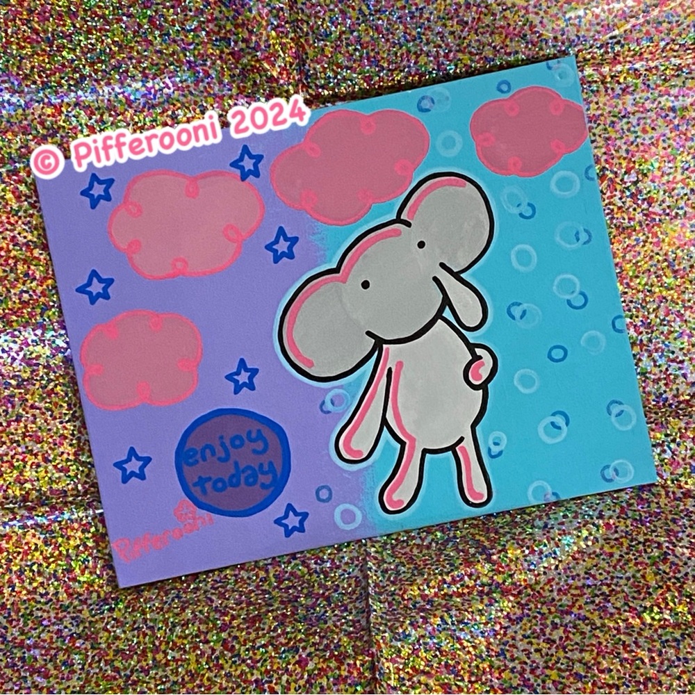 Enjoy Today ☁️ gummy elephant Canvas Painting